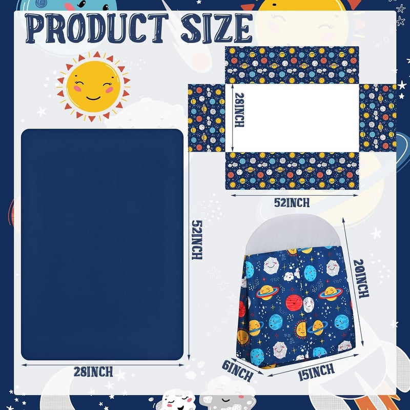 Rtteri 4 Pieces Baby Crib Bedding Set, Nursery Bedding Standard Size Soft Baby Bedding Set Including Crib Skirt, Blanket, Sheet and Diaper Stacker for Girls and Boys(Space) - Image 3